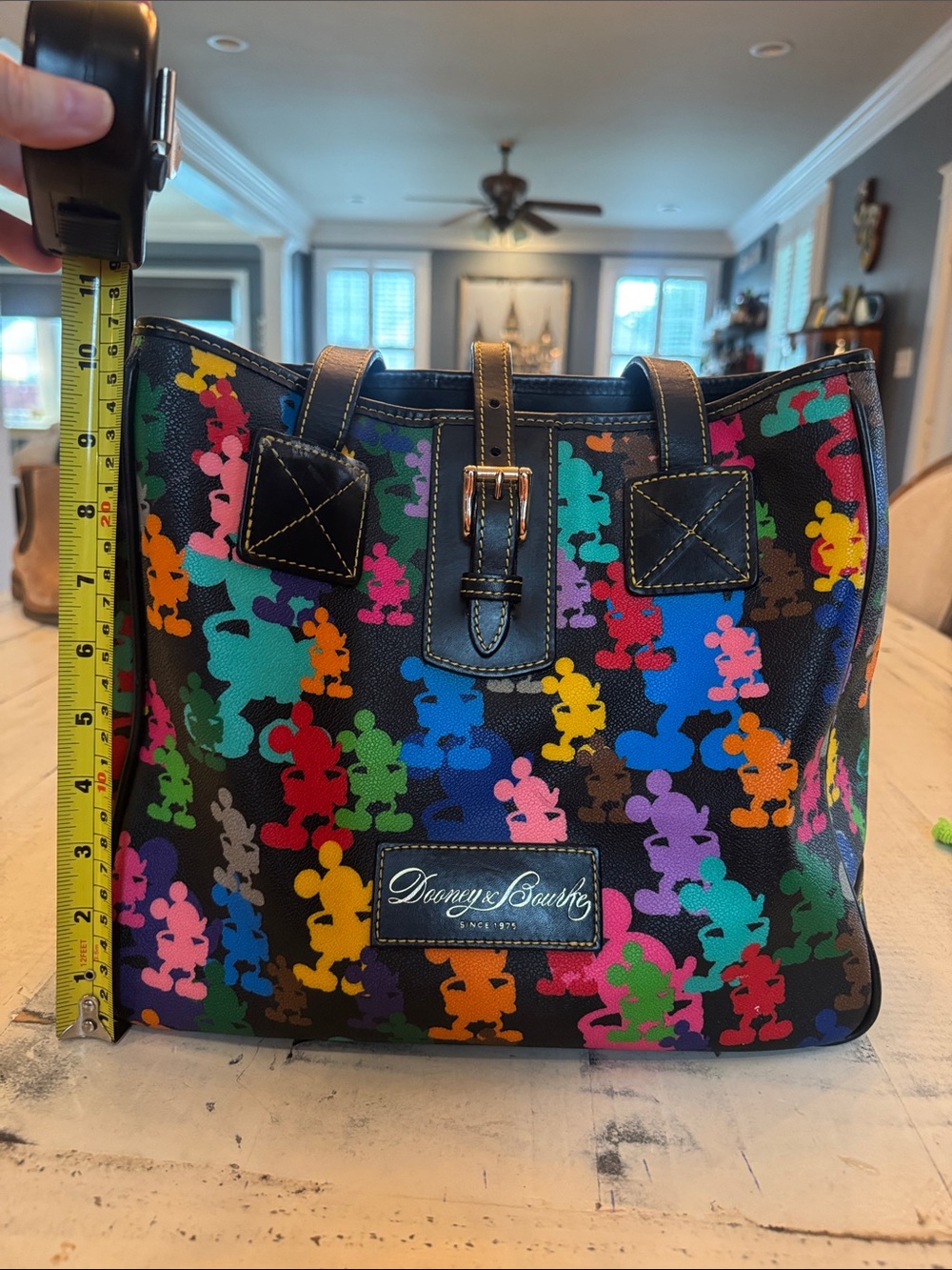Dooney & Bourke Black Tote with Multicolor Mickey Silhouettes